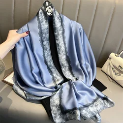 Luxury Brand Summer Silk Scarf Women Fashion Quality Soft Scarves Female Shawls Foulard Bandana Beach Cover-ups Wraps 2023