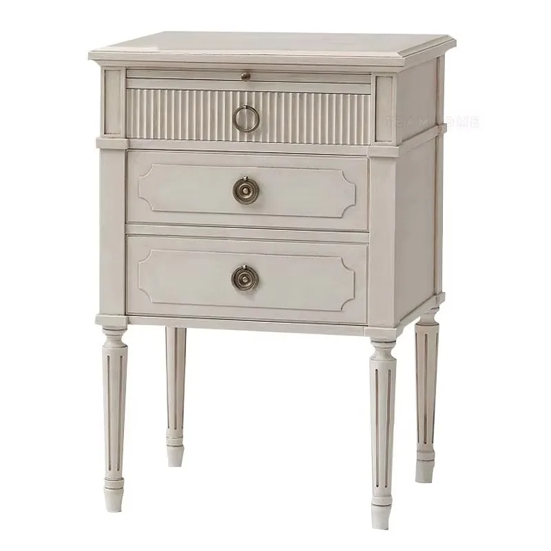 

Luxury bedroom furniture retro villa bedside table solid wood bedside table