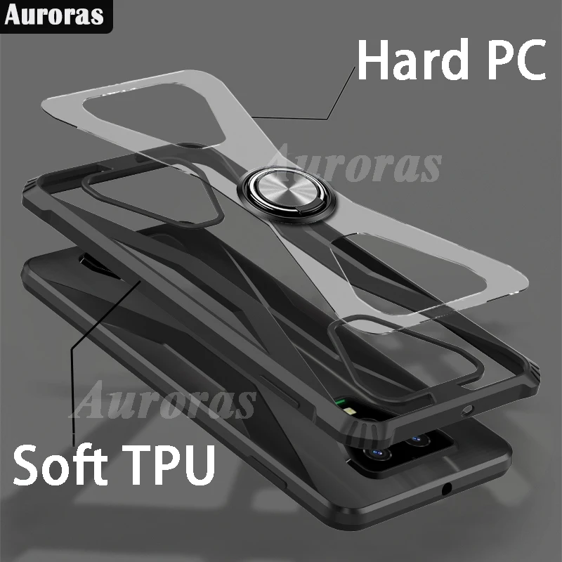 Auroras For Black Shark 3 5 Pro Case Anti-fall Airbag Case Shockproof With Ring Soft Frame Cover Xiaomi Blackshark 4 3S 4S Case