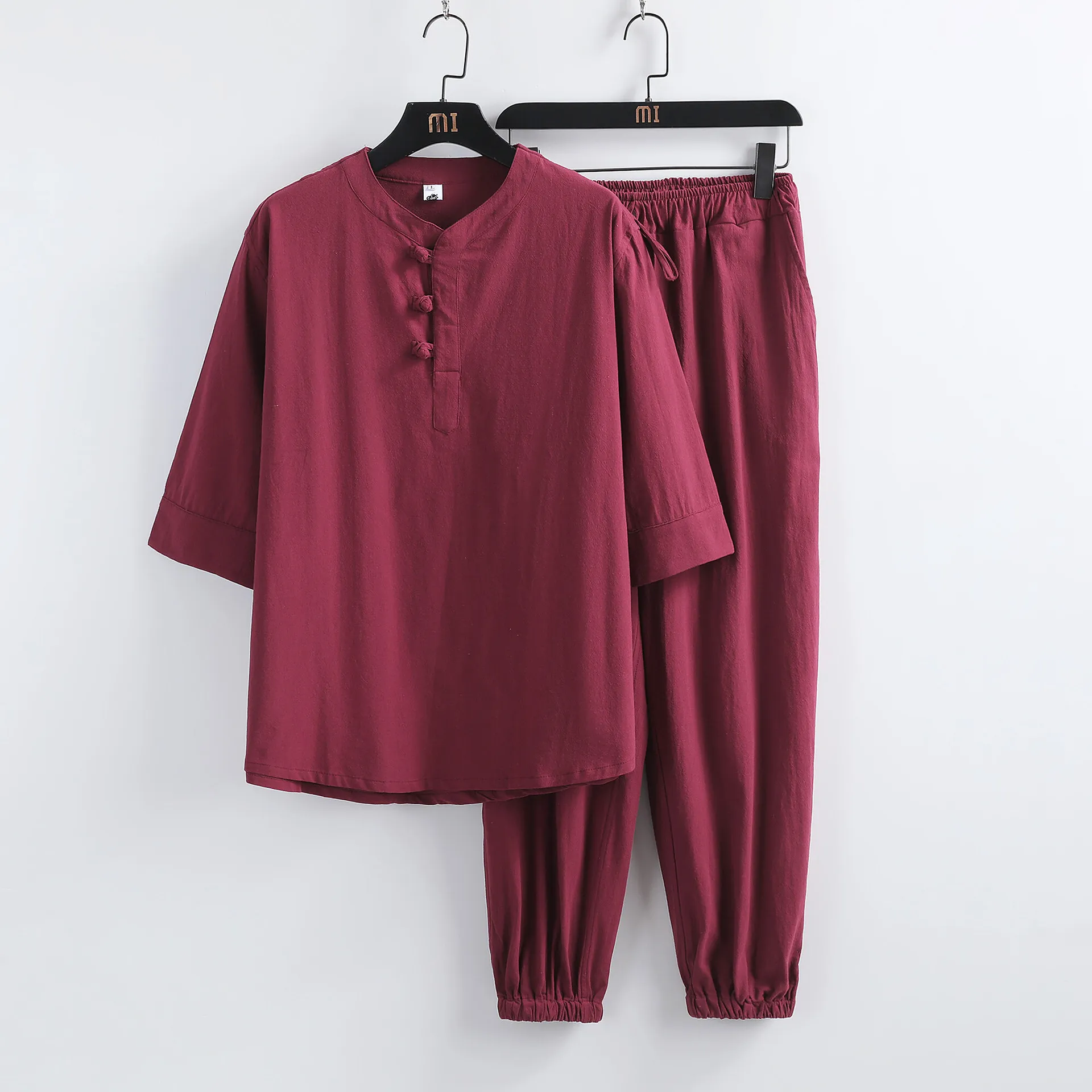 Spring Summer White Linen Zen Meditation Suit Men Women Buddhist Monk Robe Plus Size Casual Set