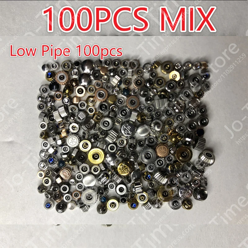 Steel ! 100pcs Mixed Waterproof Steel Watch Handles Watch Crown Various Sizes And Colors For Watchmakers Diy Wahtch Accessory