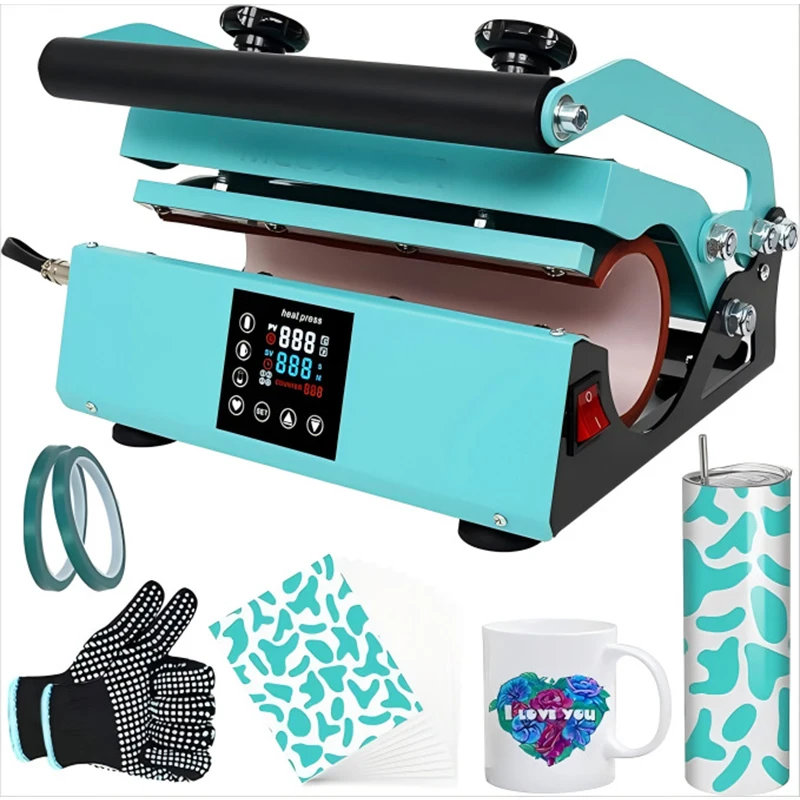 

Термотрансферный принтер для кружек 11-30 унций | Печать по индивидуальному заказу на термокружках и кофейных кружках с прямыми стенками | 220В/110В Термовоздушная пушка