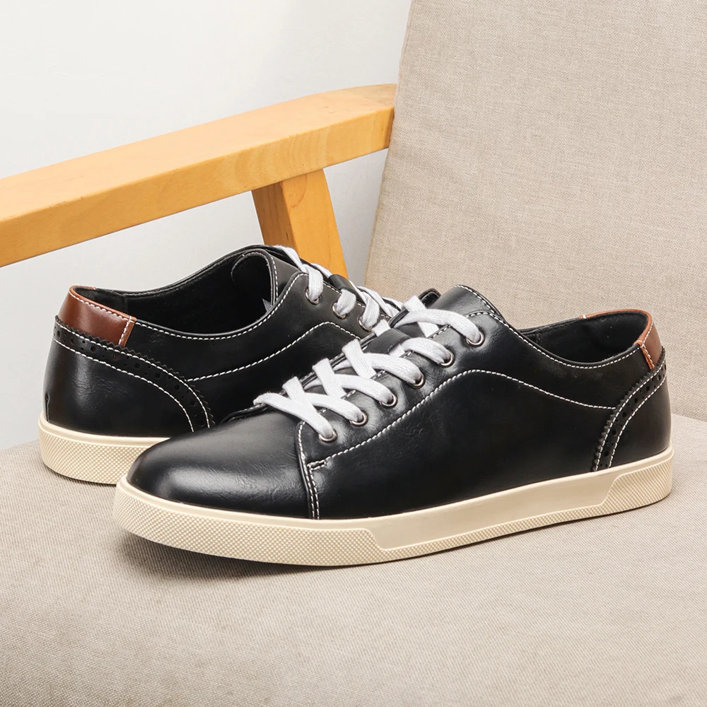 Men's Sneakers And Casual Shoes Flat Contrast Cupsole Shoes For Man Daily Wear Man Shoes White Contrast Laces