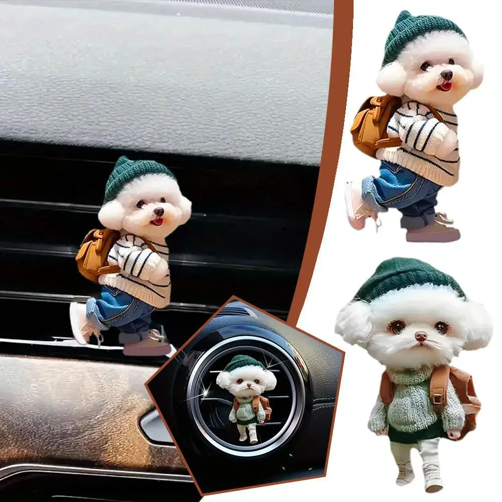 

NEW 2D Cute Puppy Man Backpack Aroma Diffuser for Air Vent Car Hanging Ornaments Car Decoration Accessories