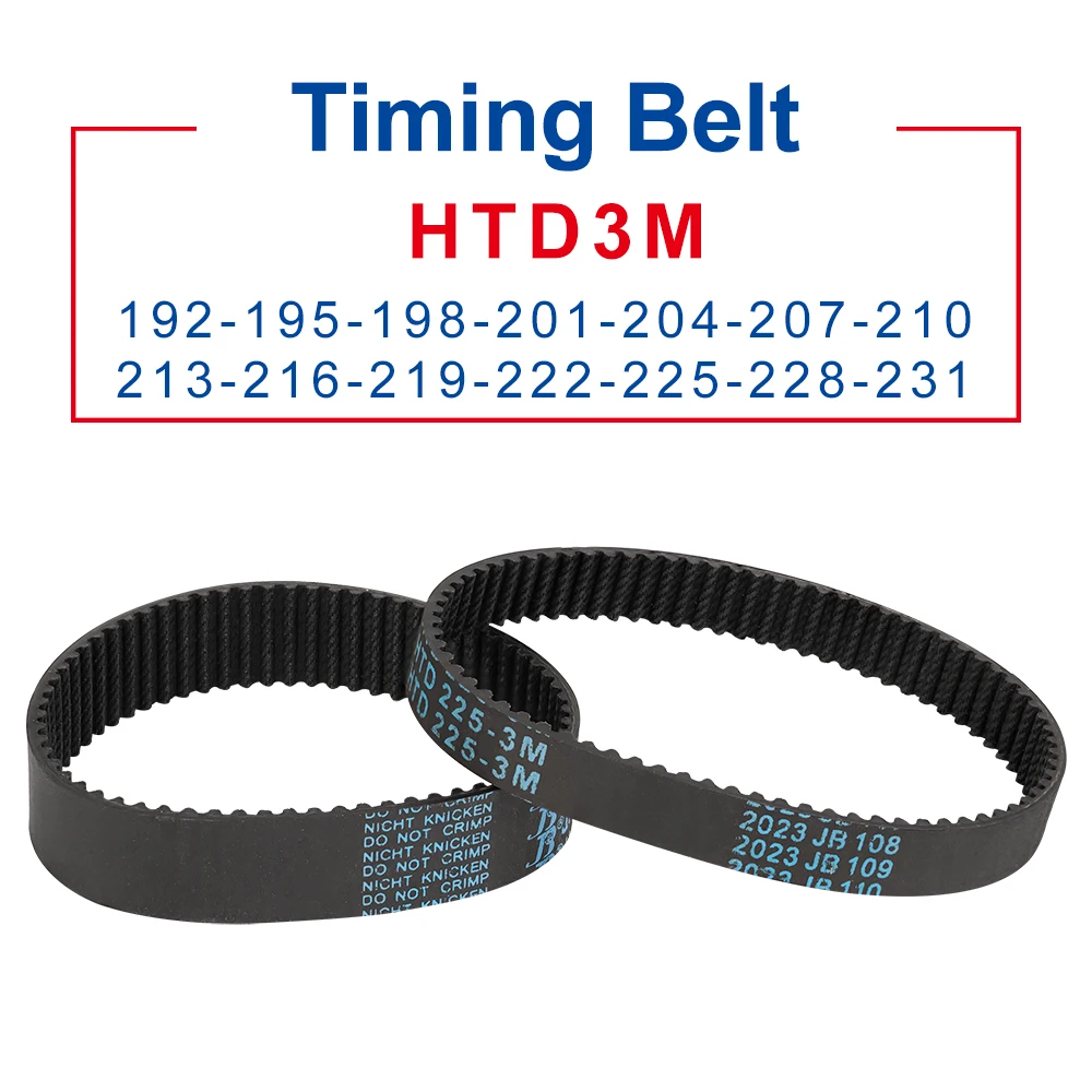 

Pulley Belt HTD3M-192/195/198/201/204/207/210/213/216/219/222/225/228/231 Teeth Pitch 3 mm Rubber Belt Width 6/10/15/20 mm