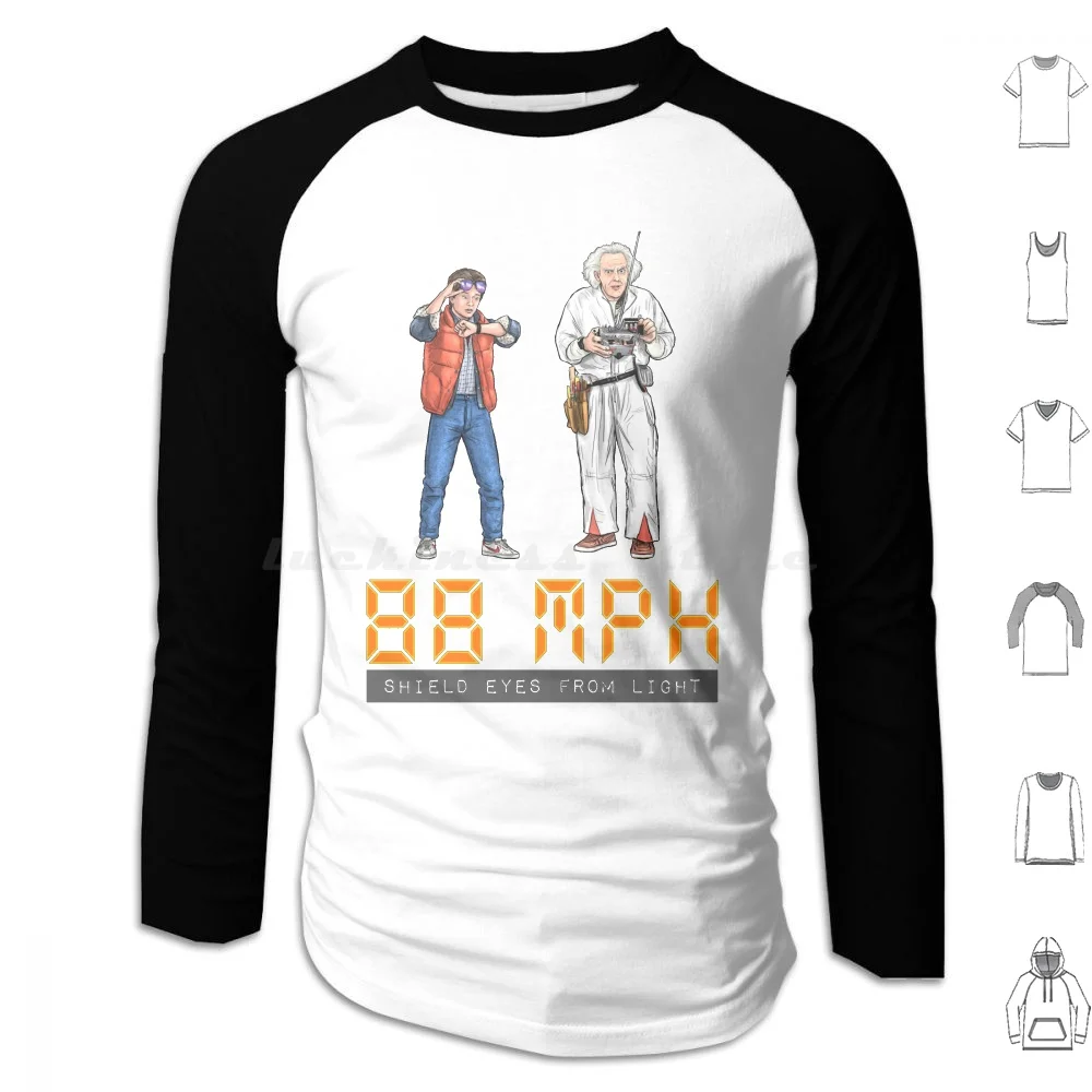 88 Mph Shield Eyes From Light Hoodie cotton Long Sleeve Marty Doc Brown Doc Marty Back To The Future 80s 80s Movie Movie Retro