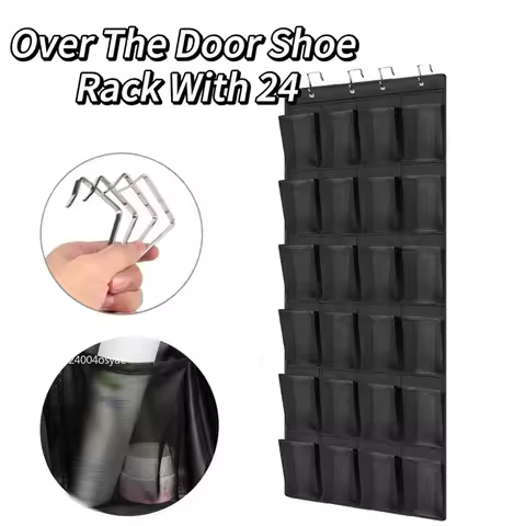 12/24 Grid Over The Door Shoe Rack with Large Mesh Pockets Hanging Shoe Organizer for Closet Hanging Shoe Rack Holder Hanger