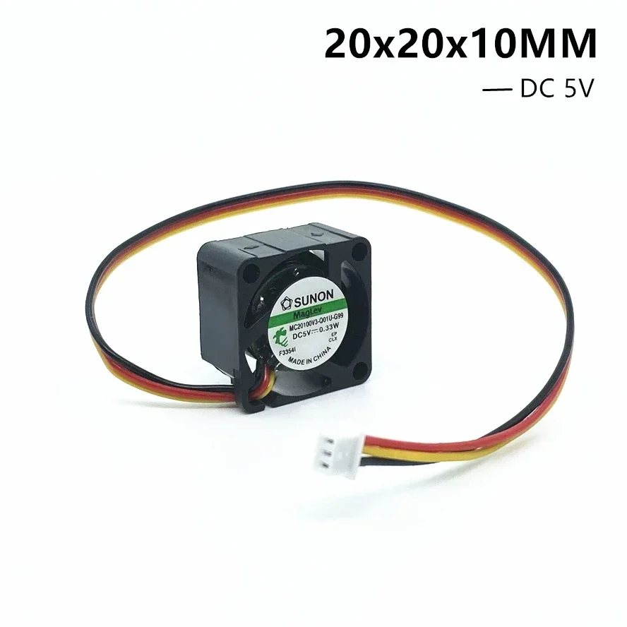 SUNON 2cm 20mm Mini Fan MC20100V3-Q01U-G99 5V 0.33W 20x20x10MM Cooling Fan 3PIN 18CM Cable