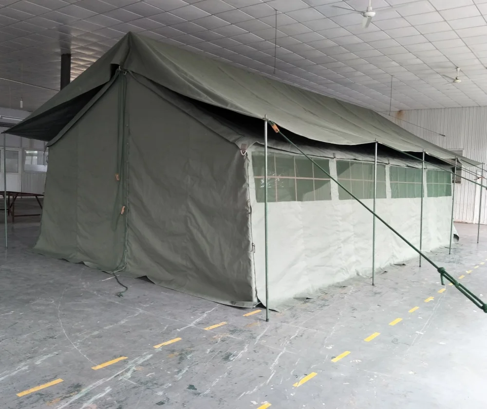 Factory Waterproof Durable Canvas Fabric Army-green Tent Shelter With Outer Rainfly