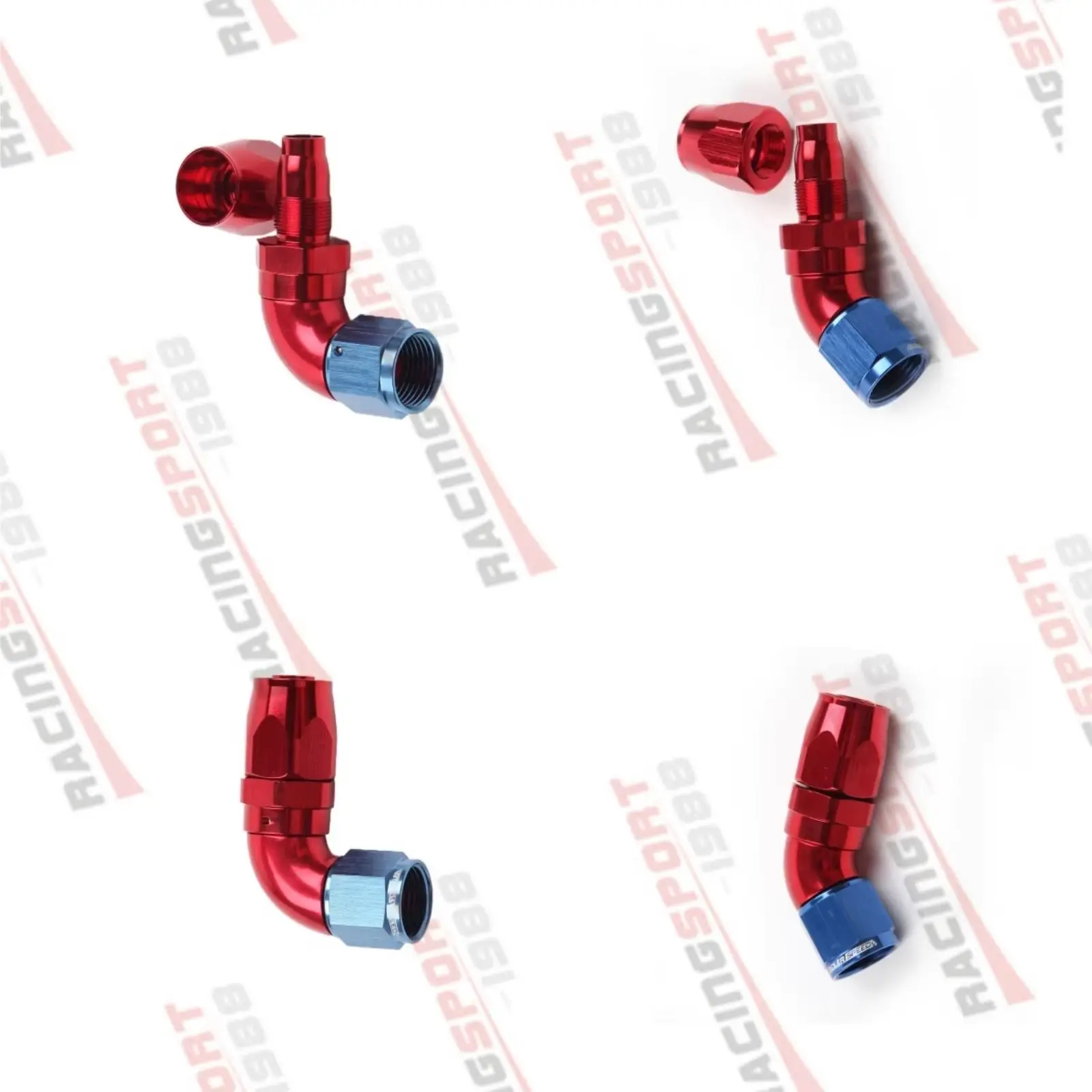 

45/90 Degree AN4 AN6 AN8 AN10 AN12 Swivel Hose End Full Flow Fitting Adapter Red/ Blue