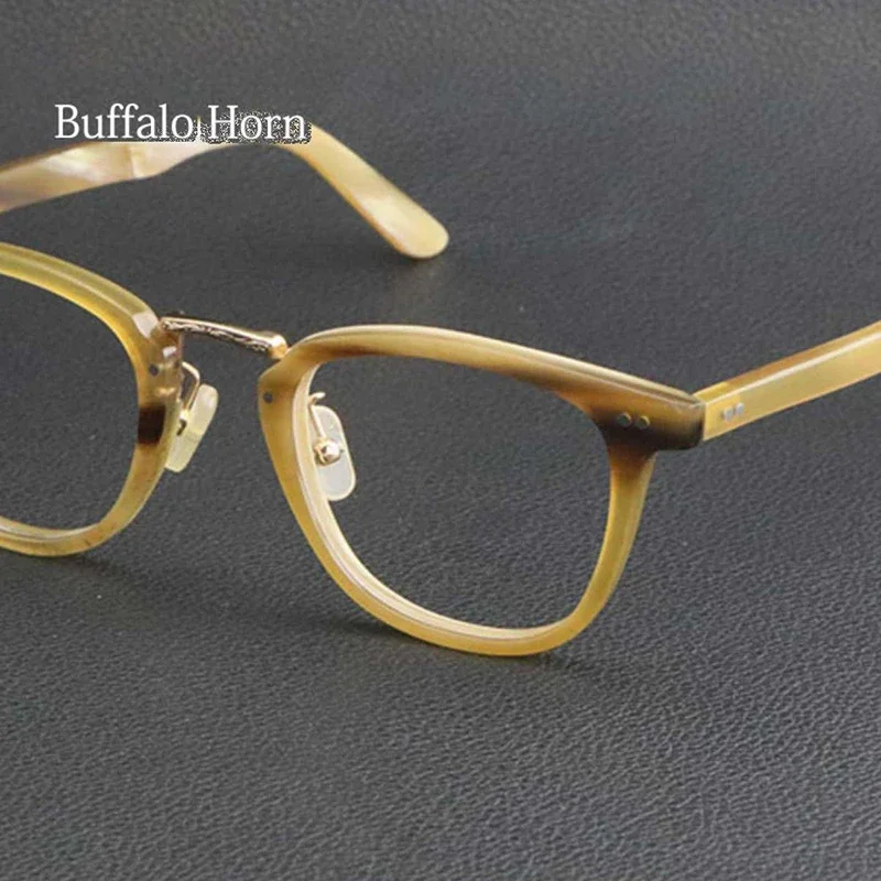 Japanese engraved retro men natural buffalo horn frame ladies fashion myopia prescription optical glasses for presbyopia