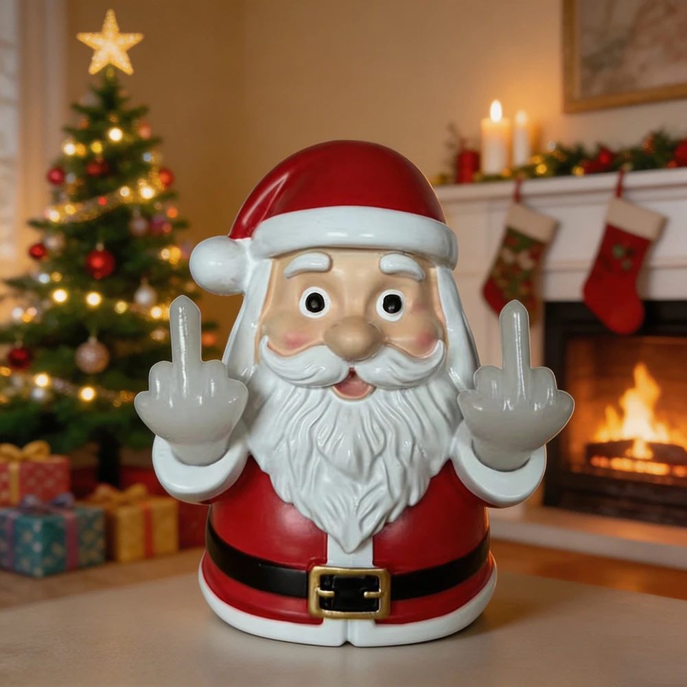 Middle Finger Santa Claus Lamp,LED Christmas Tabletop Light,Naughty Christmas Party Supplies,Cozy Bedroom Office Night Light