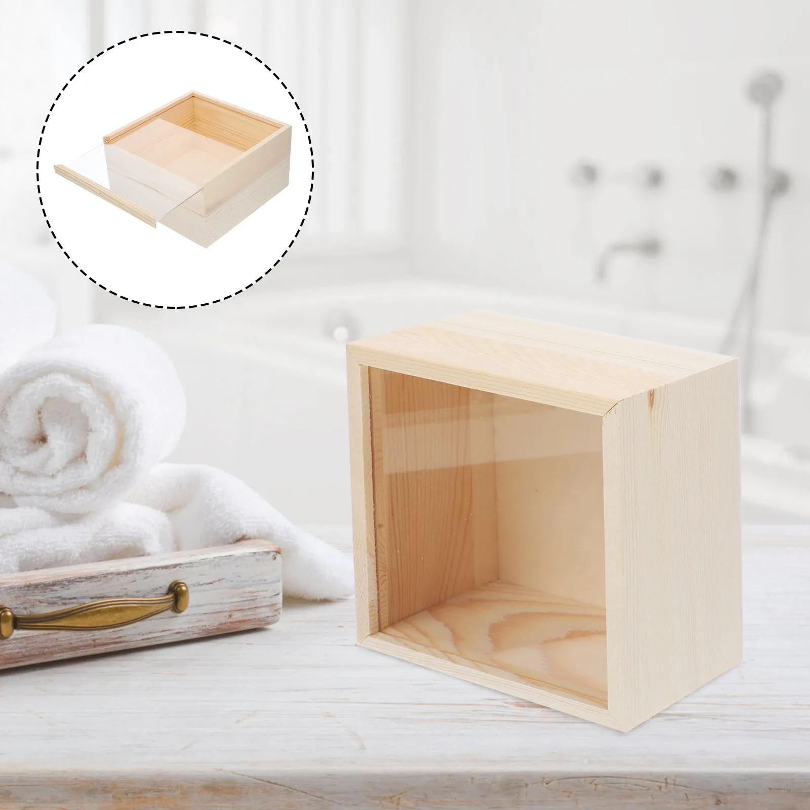 

Wooden Jewelry Storage Box Clear Lid Compact Decorative Gift Packing Case Multi-Functional Sundries Organizer Wooden Box