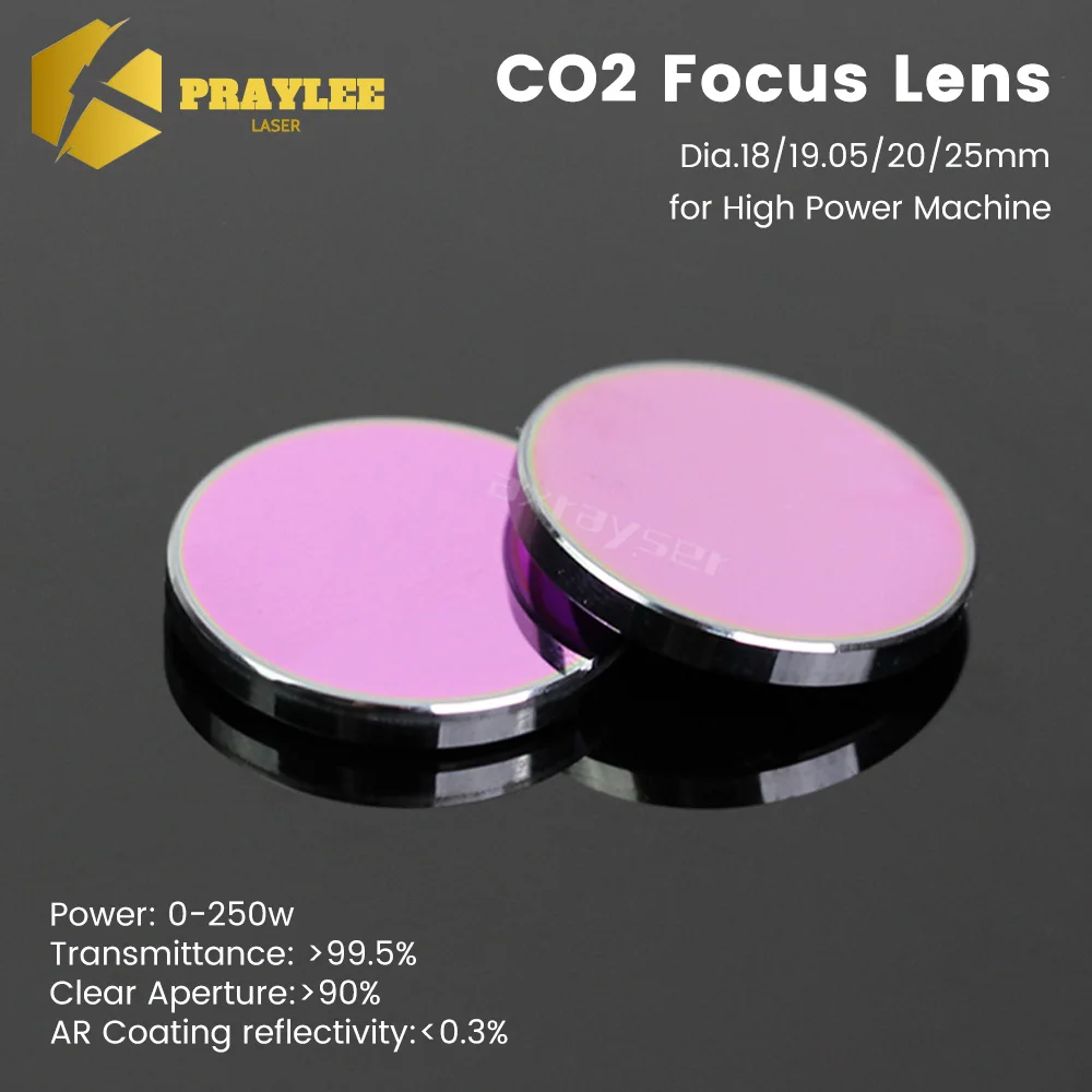 Imagem -03 - Praylee Lente de Foco de Alta Potência para Co2 Gravação a Laser Corte Cvd Pvd Pro Diâmetro 18 19 0520 mm Fl38.1 508 635 mm