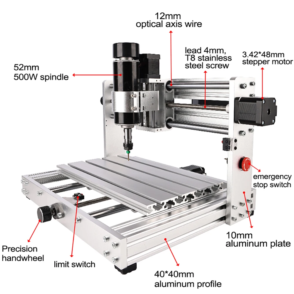 Imagem -06 - Cnc 3018 Max Metal Milling Máquina de Gravura Gravador a Laser Roteador de Madeira Faça Você Mesmo Corte Mdf Aço Inoxidável Eixo 500w 20w