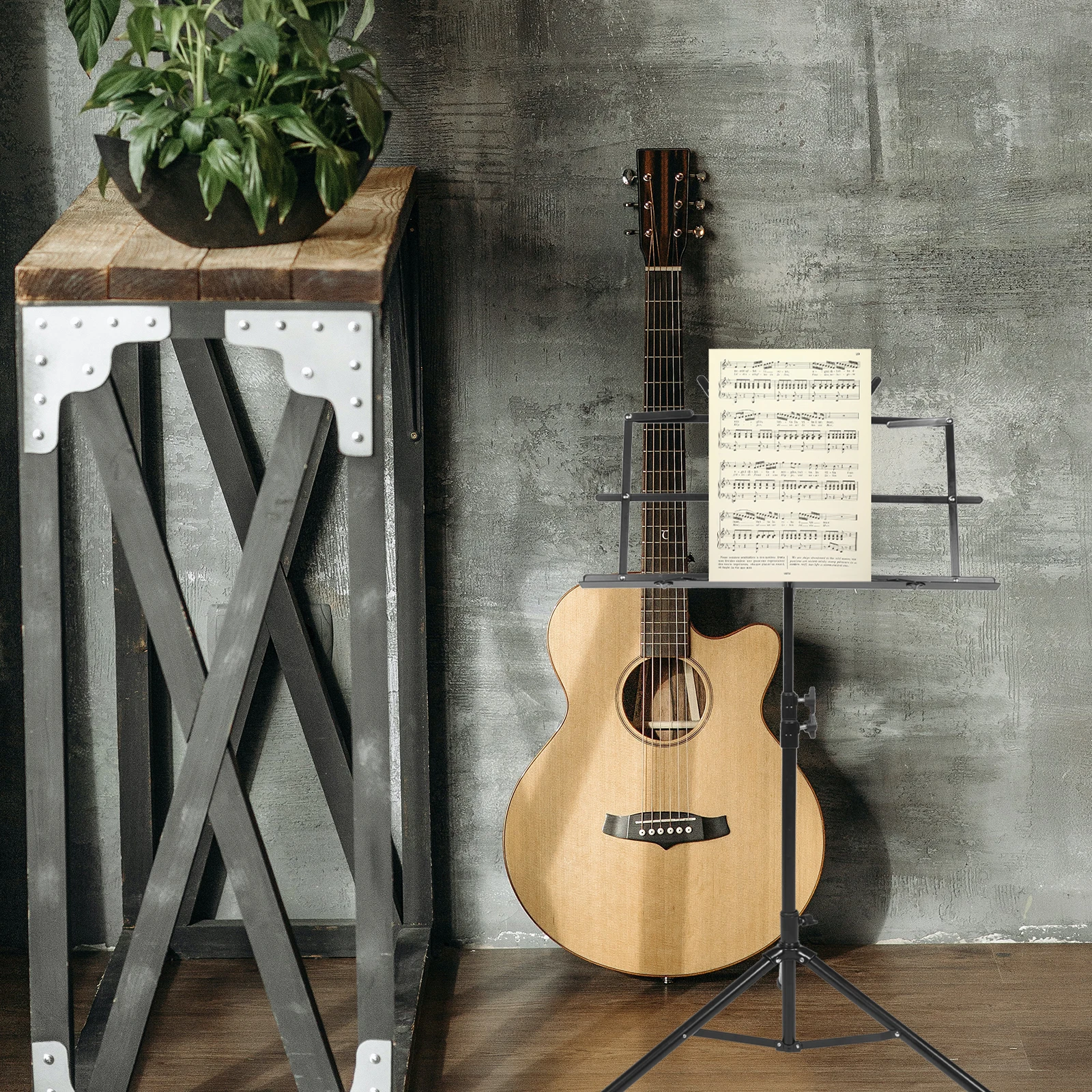 

Adjustable Music St Holder Portable Folding Tripod Iron Sheet Sturdy Durable Wear Resistant Outdoor Use Guitar Accessories
