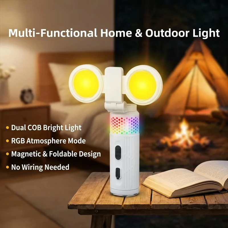 

Colorful Outdoor Multifunctional Camping Lamp Dynamic Atmosphere Type-C Tent Lamp Rechargeable with Magnetic Absorption Portable