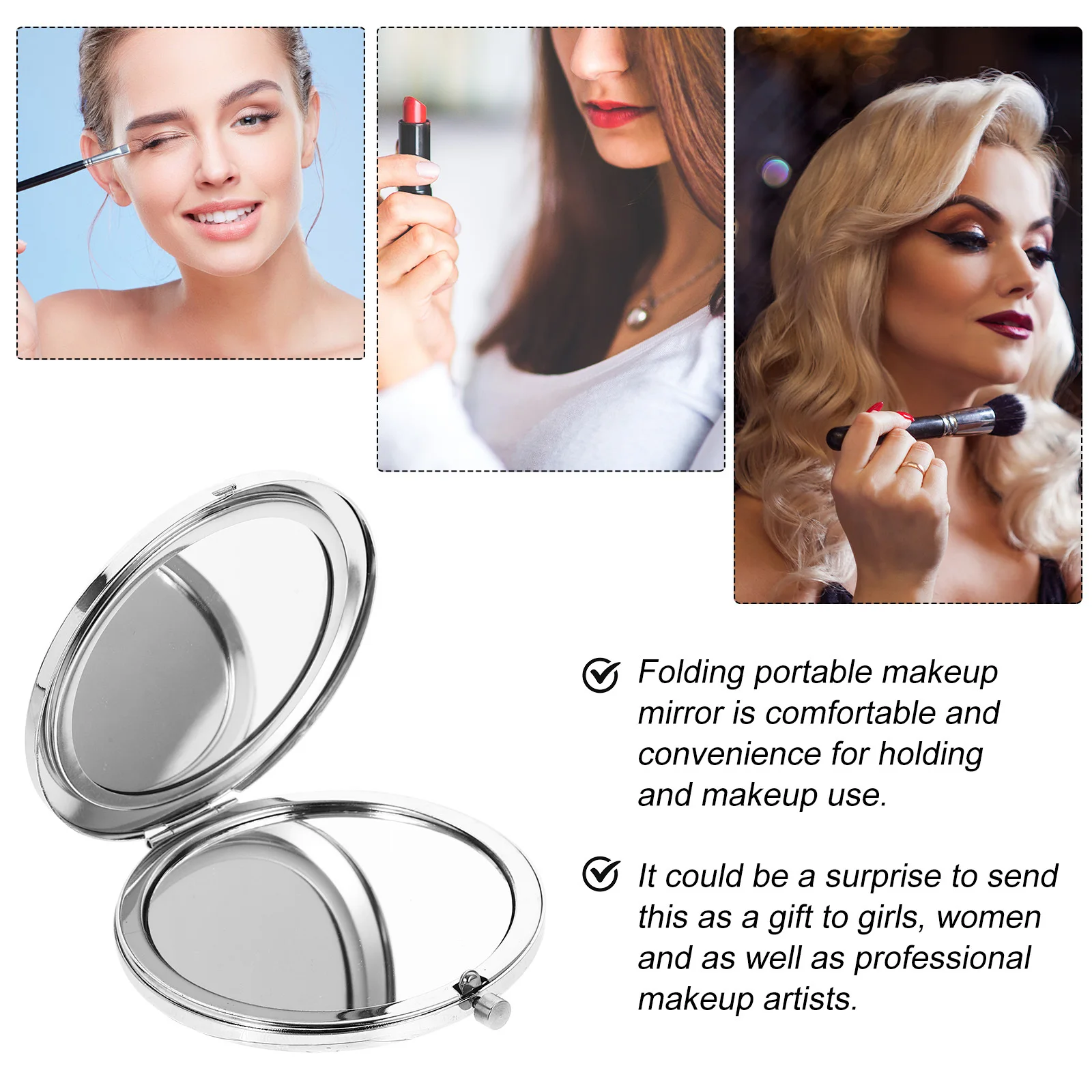 1 Stück praktischer, exquisiter Design-Make-up-Spiegel, klare Oberfläche, klein genug, in Geldbörse, Handtasche für Mädchen und Frauen