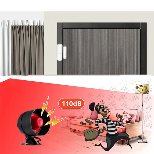 Imagen 2 del producto Sistema de alarma de sirena WiFi Tuya, Kit de sirena de alerta de sonido fuerte inalámbrico, sirena de vida inteligente Compatible con Alexa y Google para seguridad del hogar