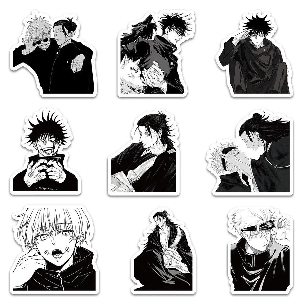 10/30/60pcs Cool Anime Jujutsu Kaisen Graffiti Stickers Black White Decals DIY Stationery Guitar Phone Cartoon Kids Sticker Gift