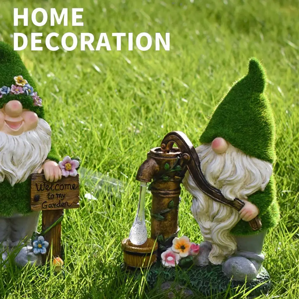 Solar Garden Night Light Flocking Elf American Style Ornaments Intelligent Induction Villa Layout Outdoor Garden Resin Crafts