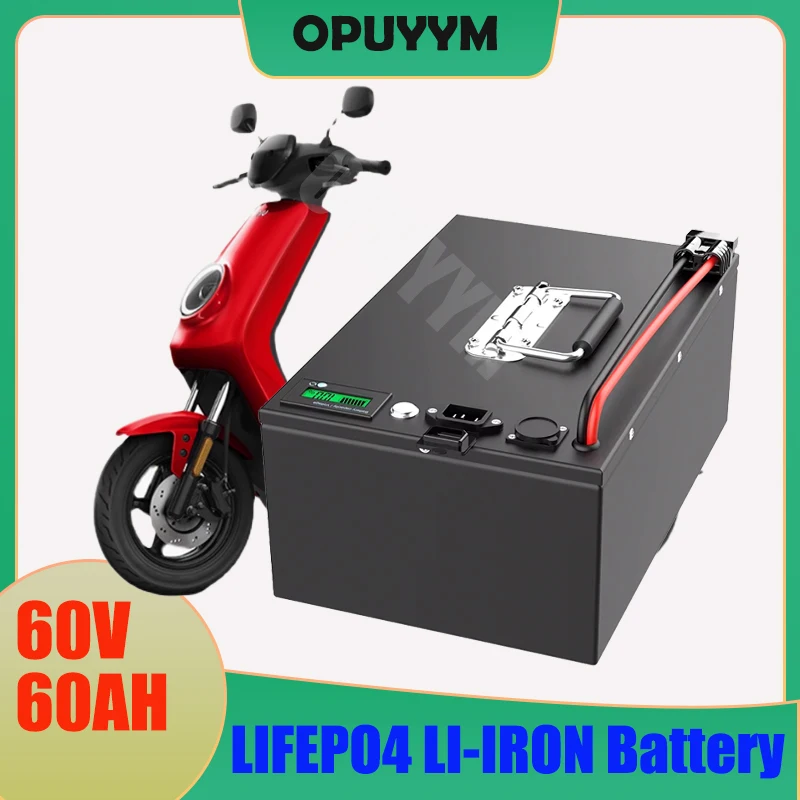 

OPUYYM LI-IRON 60V 60AH LIFEPO4 Battery 3500W 4500W 5500W with Smart BMS Bluetooth for Electric Scooter Motorcycle Golf Cart