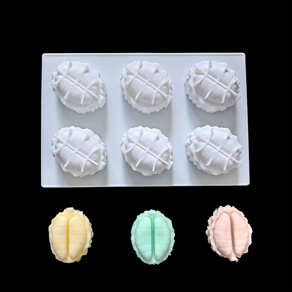Molde de silicona para pastel de mousse, herramienta para hornear con forma de Durian de 6 cavidades, molde de silicona para postre 3D para pudín, gelatina, fabricación de tarta de queso