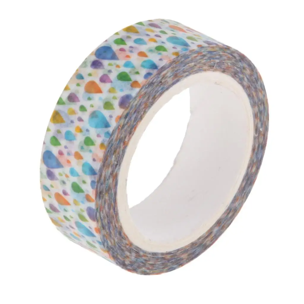 Set Selotip Washi 1 Gulungan Koleksi Dekoratif Lebar 15Mm (0.59 Inci) untuk Perencana Pembungkus Kado Kerajinan Buku Tempel