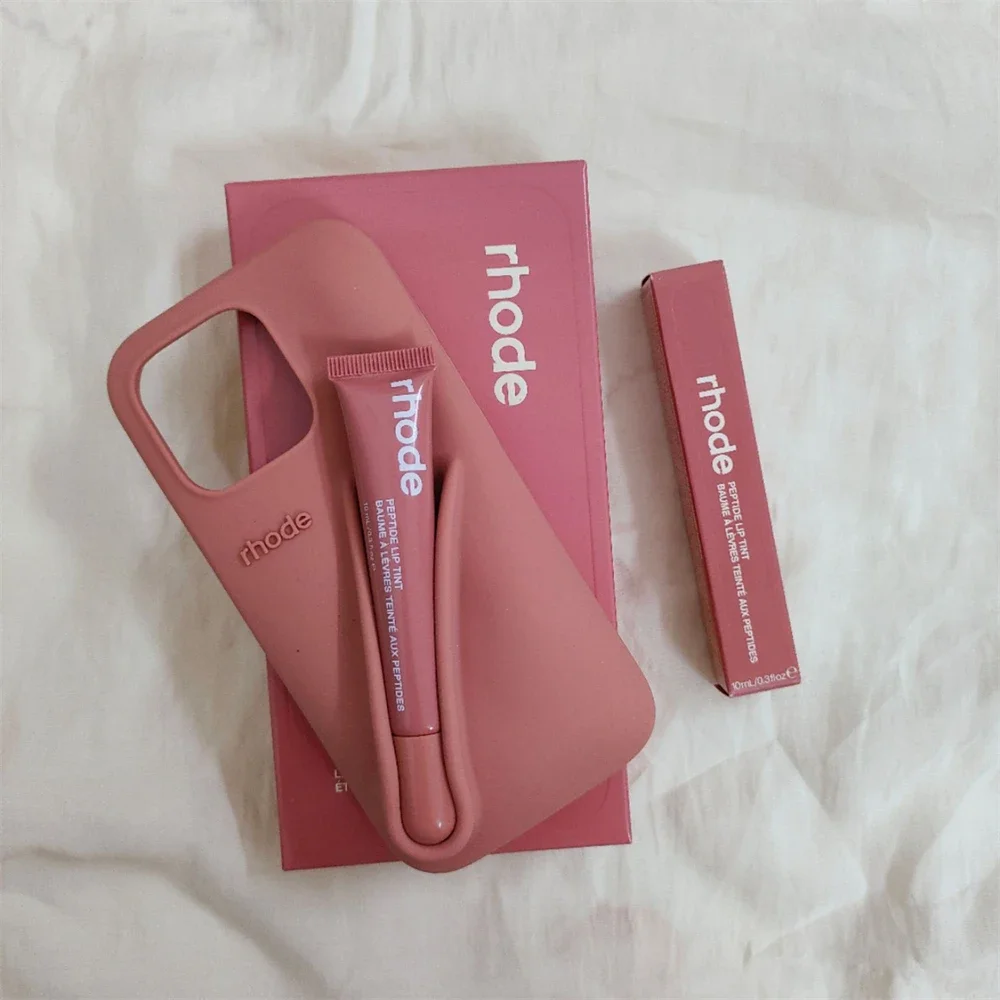 Rhode New Color INS Lipstick Silicone DIY Phone Case For iPhone 16 15 14 13 12 11 Pro Max Plus With Lip Gloss Set Back Cover image 3