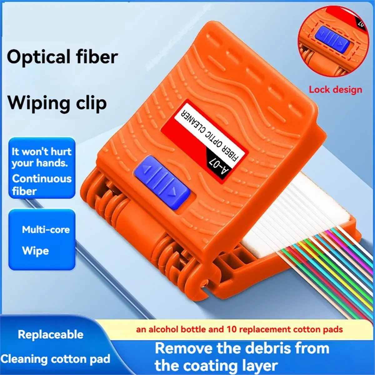 DT85 HOT Fiber Optic Wiping Clip Optical Fiber Core Wiping Cleaning Tool with Cleaner Cotton Empty Bottle