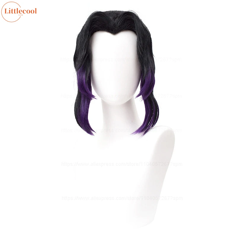 High Quality Kochou Shinobu Kocho Cosplay Wig 35cm Black Purple Pigtail Heat Resistant Synthetic Hair Anime Wigs + Wig Cap