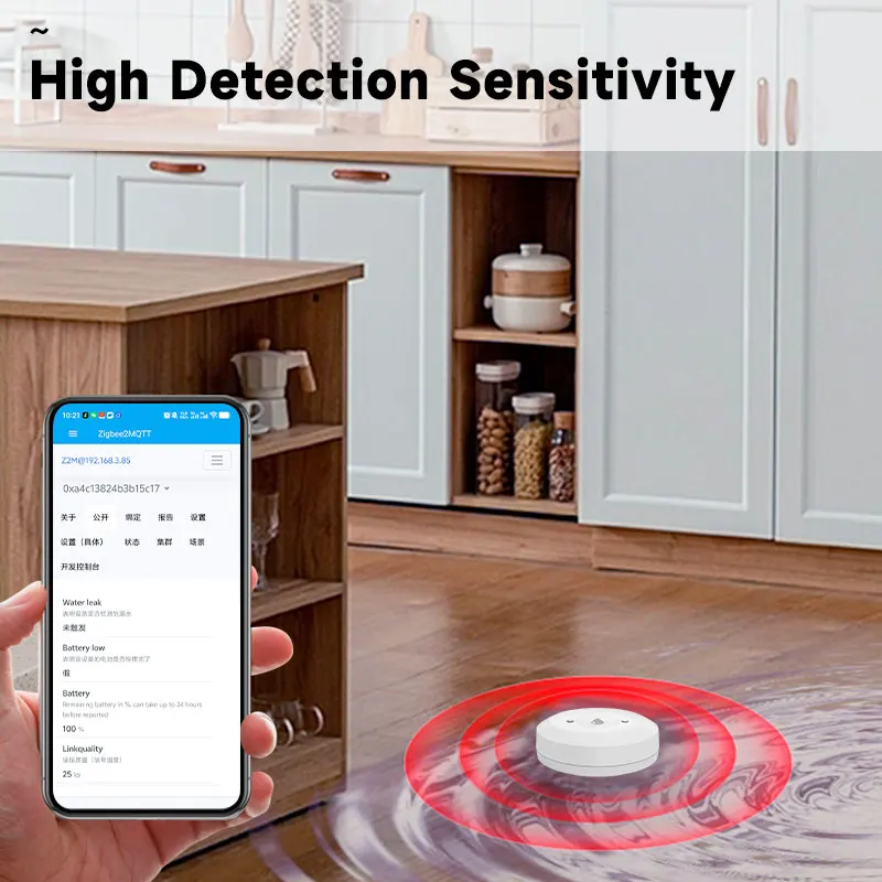 Tuya ZigBee3.0 مستشعر ربط الفيضانات المائية كاشف الفائض مقاوم للماء تطبيق إنذار ذكي مراقب عن بعد مساعد المنزل Zigbee2mqtt