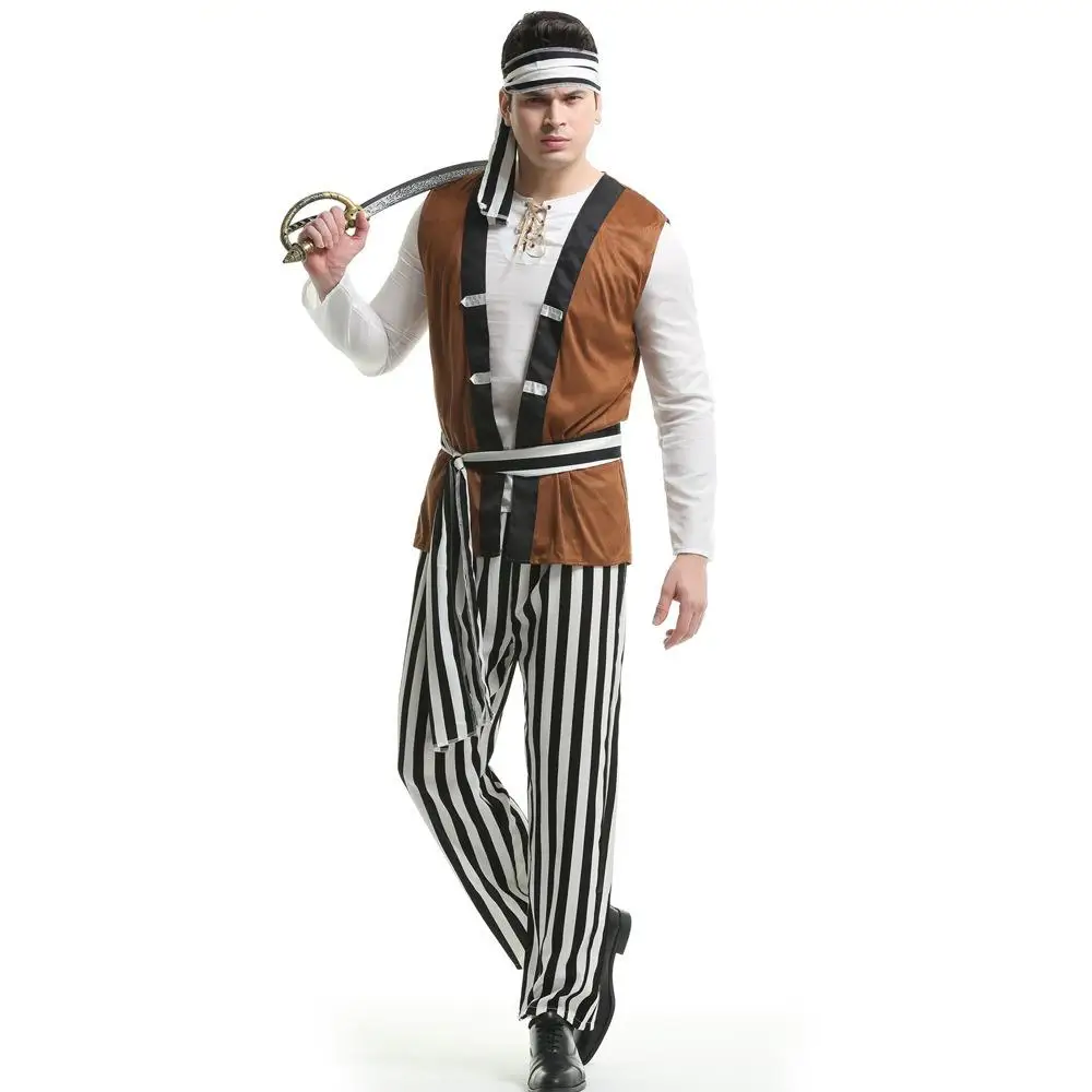 Disfraz de Pirata para Adultos, Traje Masculino para Actuaciones en Escenario, Fiestas de Halloween, Cosplay, Maquillaje, Baile, Regalo, Ropa Tradicional Étnica China