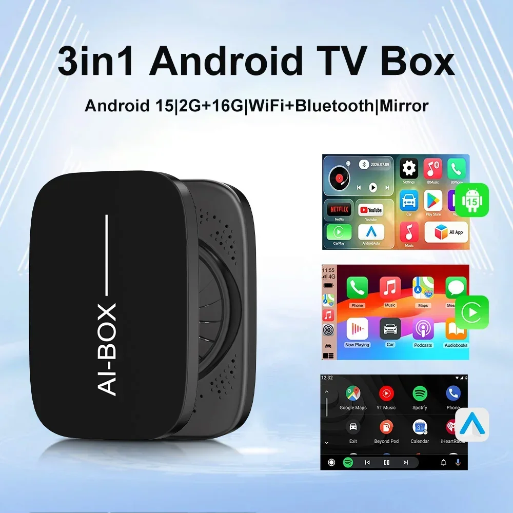 VCARLINKPLAY Carplay Ai Box Wireless Android Auto Android 15 Carplay Adapter for Netflix YouTube Supports Wired for Nissan Kia