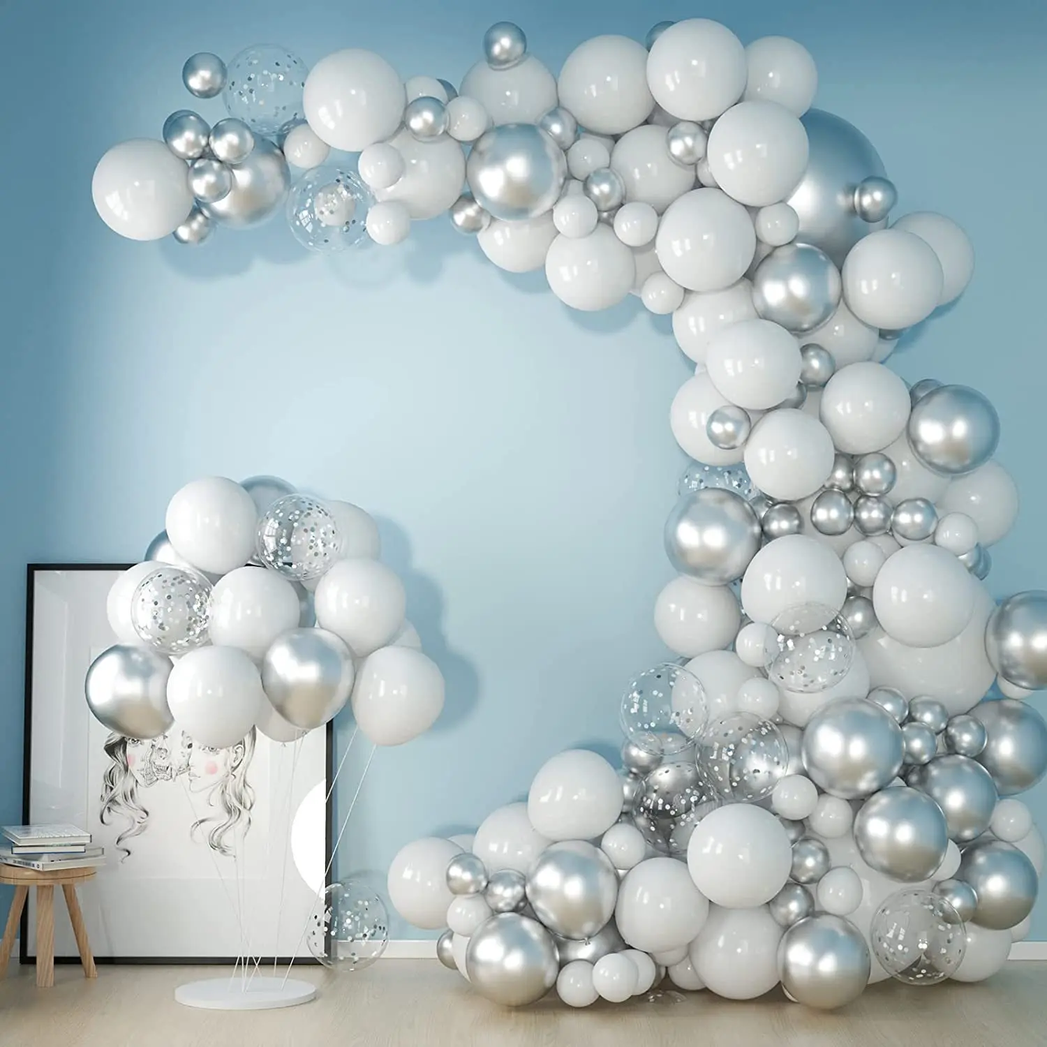 

Silver White Ballons Balloons Arch Kit 110Pcs Balloon Garland Christening Decoration and Accessories Bride Party Bachelorette