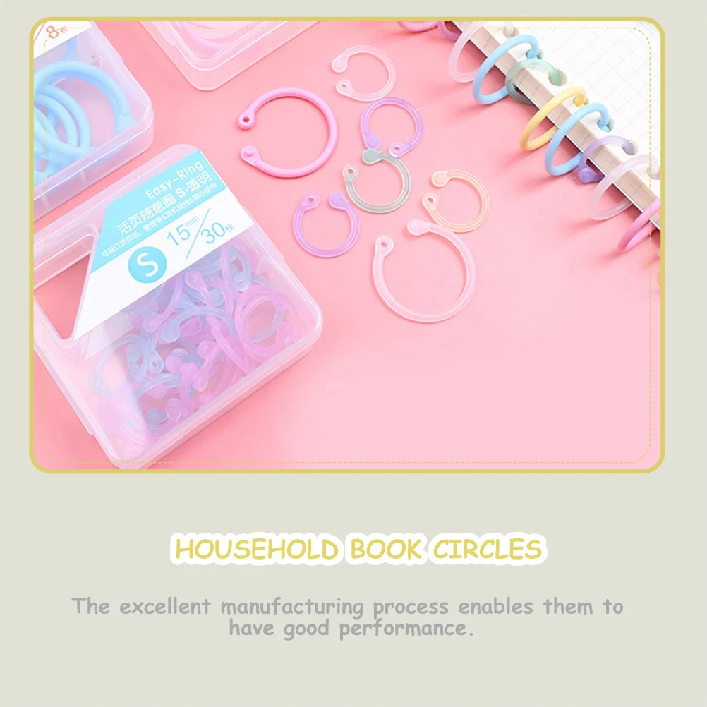

60 Pcs Plastic Binder Rings for A5 Office Notebooks ganizers Multipurpose Household Book Circles Paper Accessories