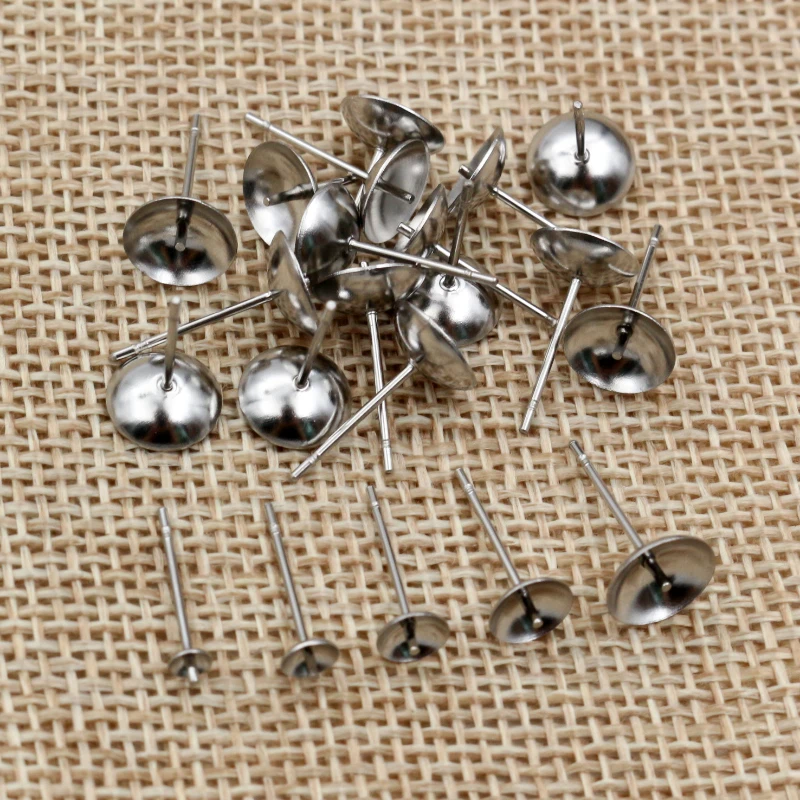 100Pcs/Lot 3/4/5/6/8mm Inner Size Stainless Steel Blank Post Earring Stud Tray Base Pins for Jewelry Finding DIY Accessories