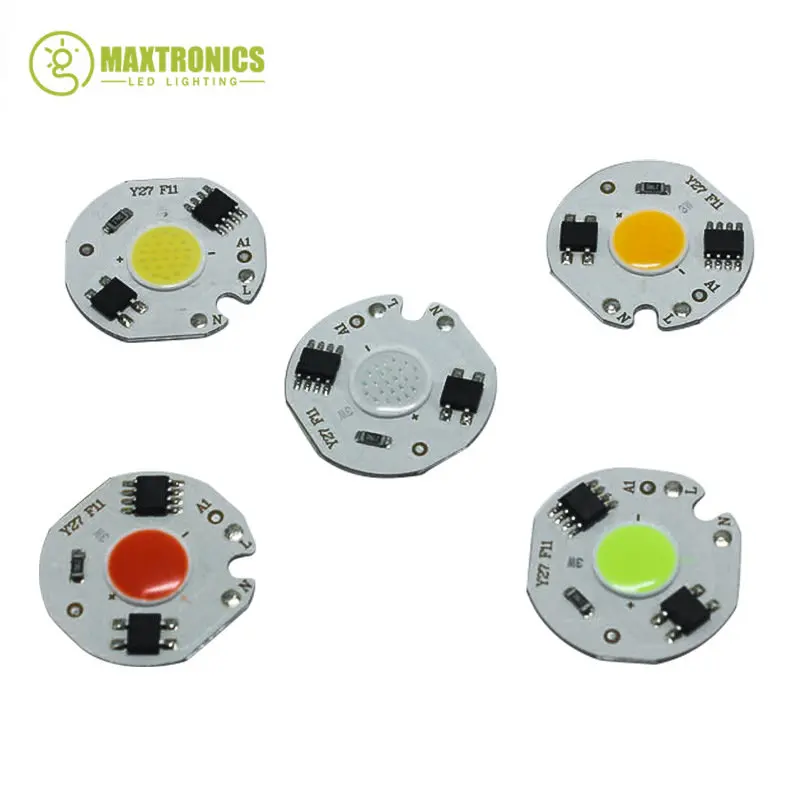 Bombilla de lámpara de controlador IC inteligente de 1-10 piezas, fuente de luz roja, verde y azul, 3W, 5W, 7W, 10W, 12W, Chip LED COB, AC110V/ 220V para foco de luz DIY