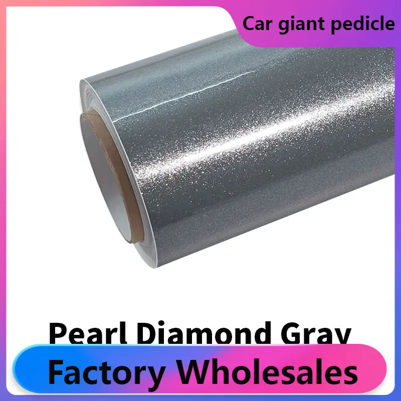 ZHUAIYA Pearl Diamond & Glitter Gray Vinyl Wrap film wrapping film bright 1.52*18m quality Warranty covering film voiture