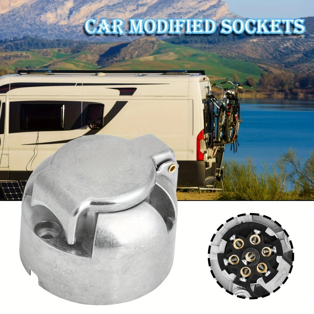 Trailer Socket Towbar Metal Aluminum Alloy Plug 7 Pin Trailer Truck Towing Electrics 12V Connector Replacement EU Plug Parts