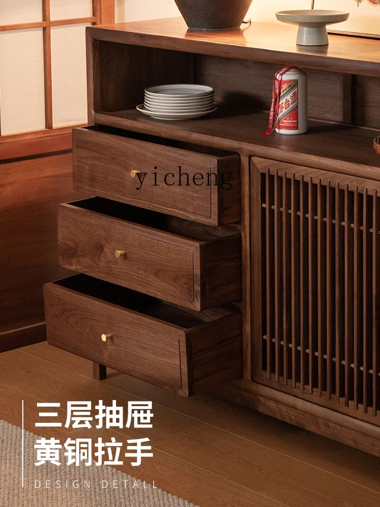 

ZYA New Chinese Style Living Room Wall-Mounted Storage Side Cabinet Solid Wood Storage Simple Tea Cabinet home accessories