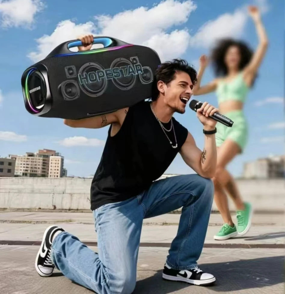 

HOPESTAR A95 580W Portable Bluetooth Speaker With UHF Wireless Mic 40000mAh Battery Outdoor Boombox With RGB Light & AuraCast