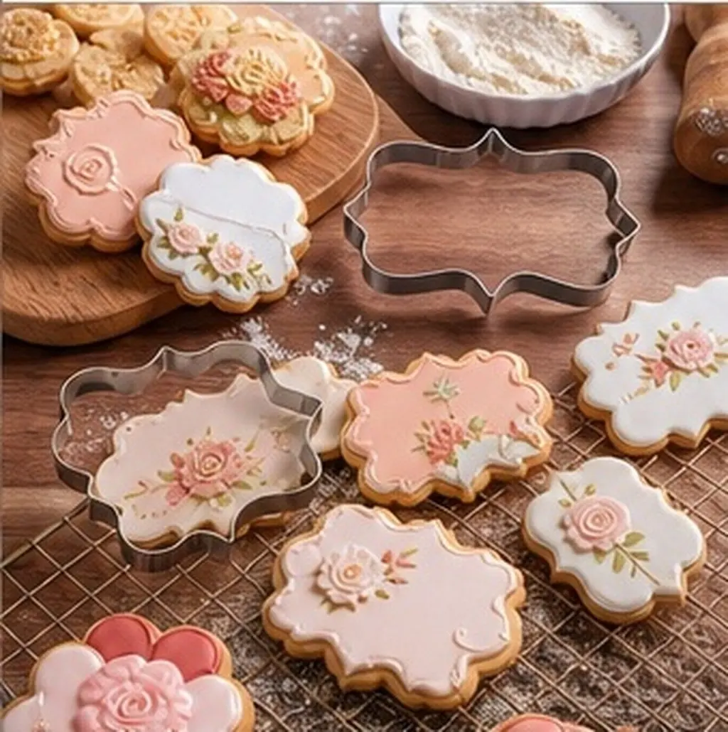 4Pcs Food Grade Stainless Steel Cookie Cutters Set 4 Unique Blessing Frames for Creative Baking DIY Party Wedding Christmas