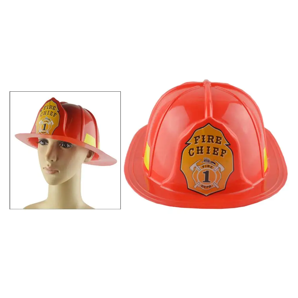 

Fire Fighter Fancy Dress Up Costume Emergency Fireman Helmet Hat Boy Girl Child