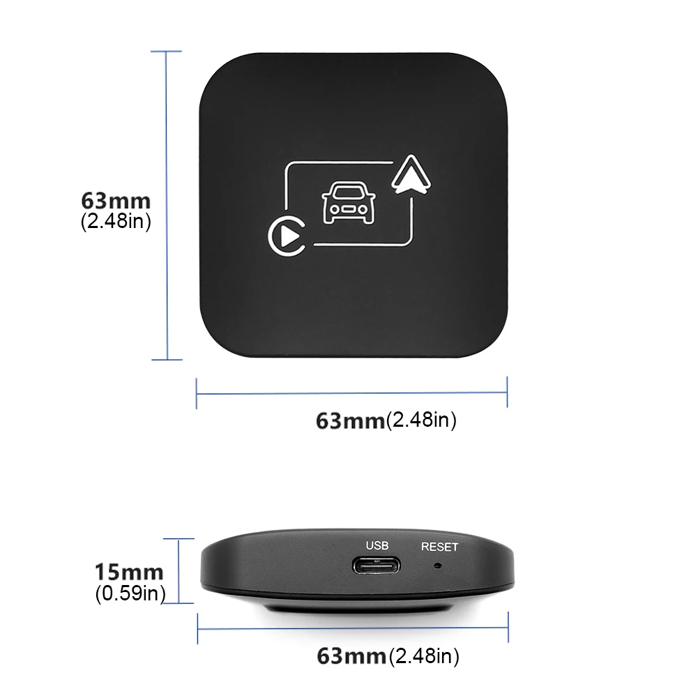 صندوق CarPlay اللاسلكي Android Auto Mini Box Dongle BT WiFi Mini AI Box Auto Connect Android 11+ نظام لسيارات CarPlay Android السلكية