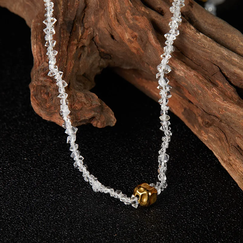 

Original DesignS925Pure Silver Natural White Crystal Colorful Gemstone Necklace for Women, Personalized Handmade Irregular Beads