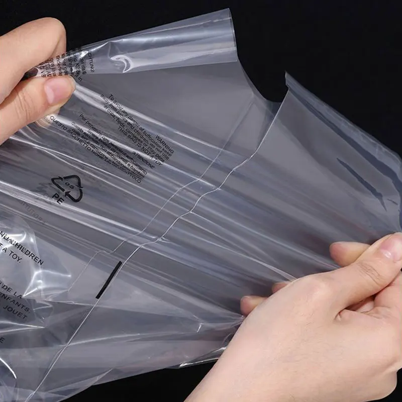 

100Pcs Clothing English Warning Words Plastic Bags Transparent Self-adhesive Reclosable Clear Gift Clothes Jewelry Packaging Bag