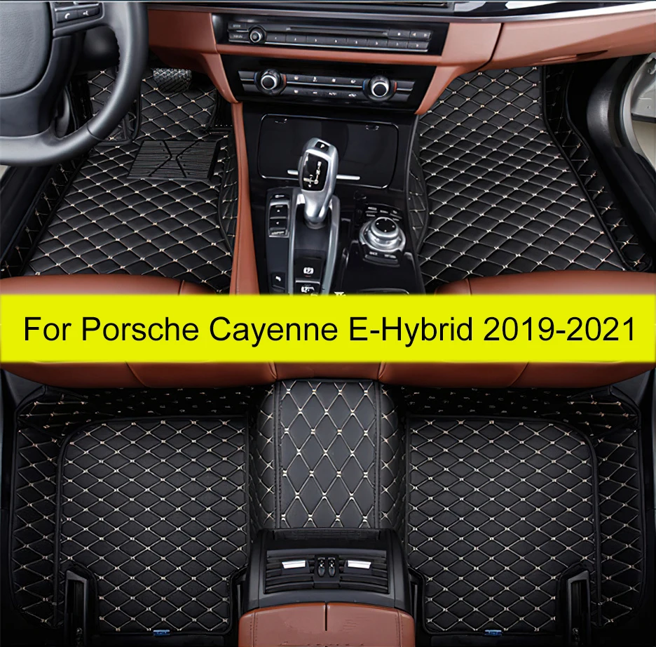 Car Floor Mats For Porsche Cayenne E-Hybrid 2019 2020 2021 Custom Auto Foot Pads Automobile Carpet Cover Interior Accessories