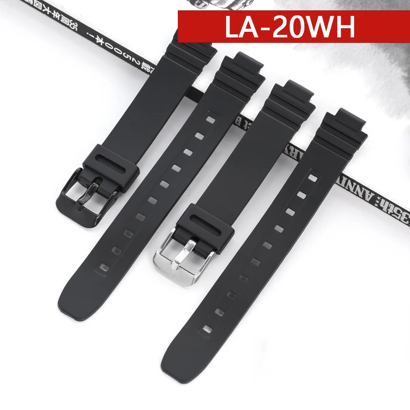 Resin Strap For Casio LA-20WH 10MM Women\'s Sports Waterproof Black Replacement Watch Accessories