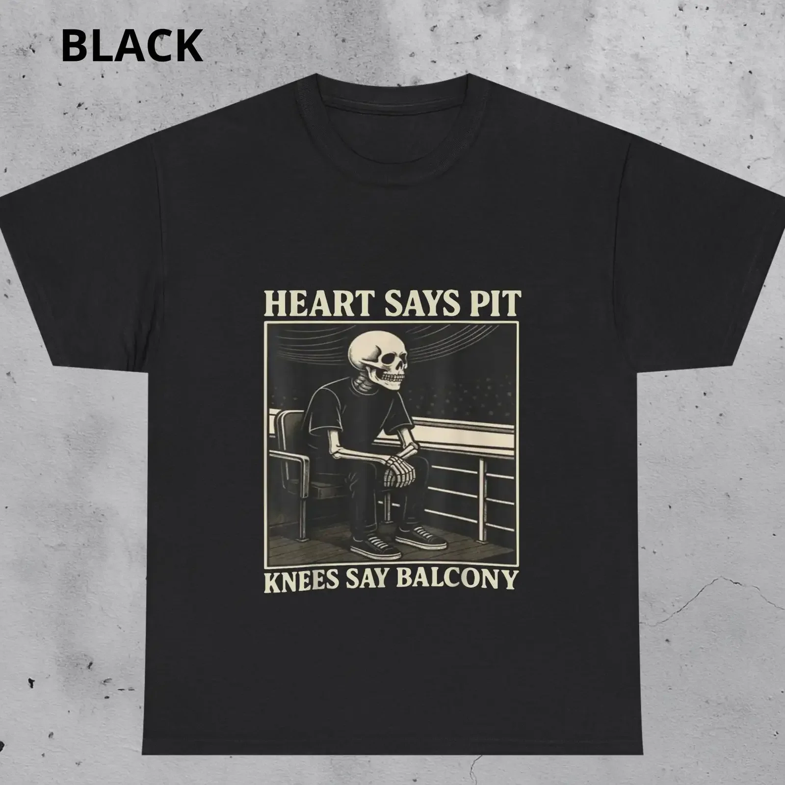 Funny Mosh Pit Balcony T Shirt Aging Rocker Concert vintage Washed Comfortable Stretched homme Versatile Stylish
